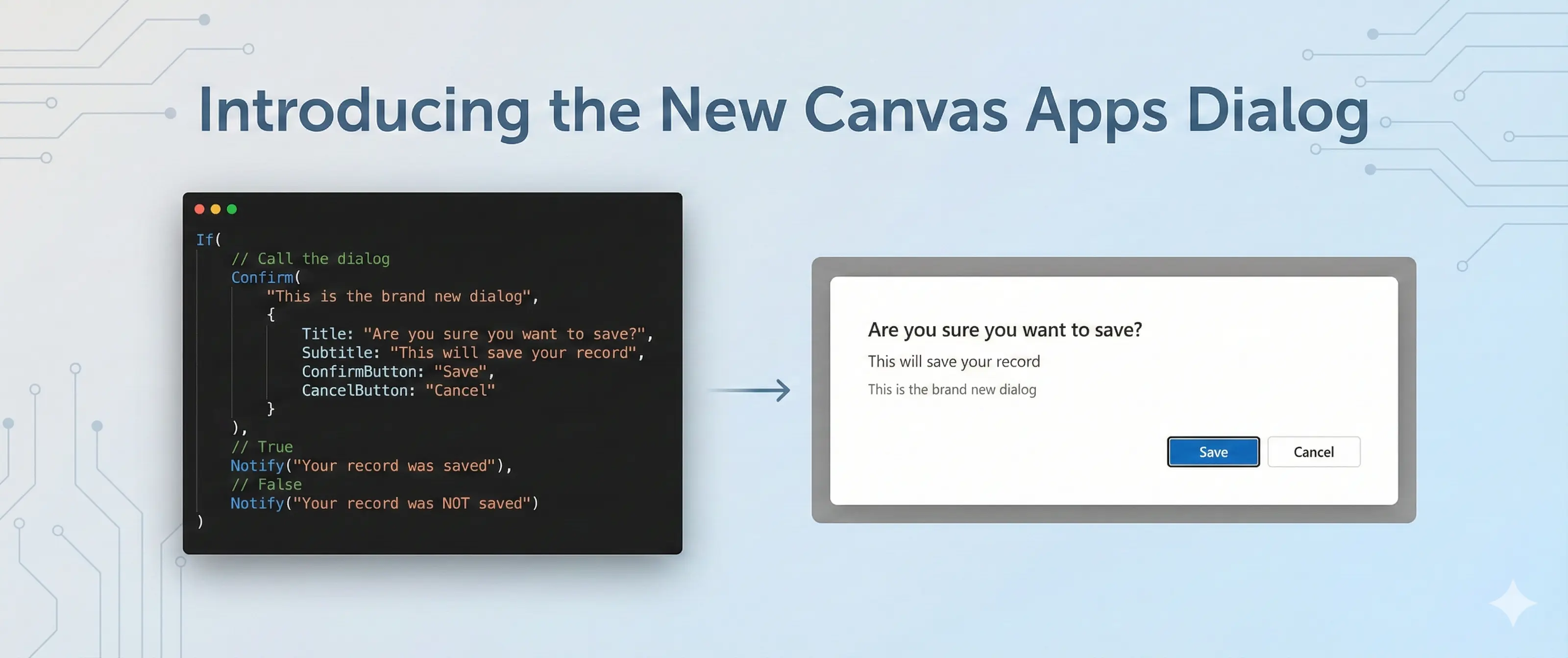 Canvas Apps has a confirm dialog now!