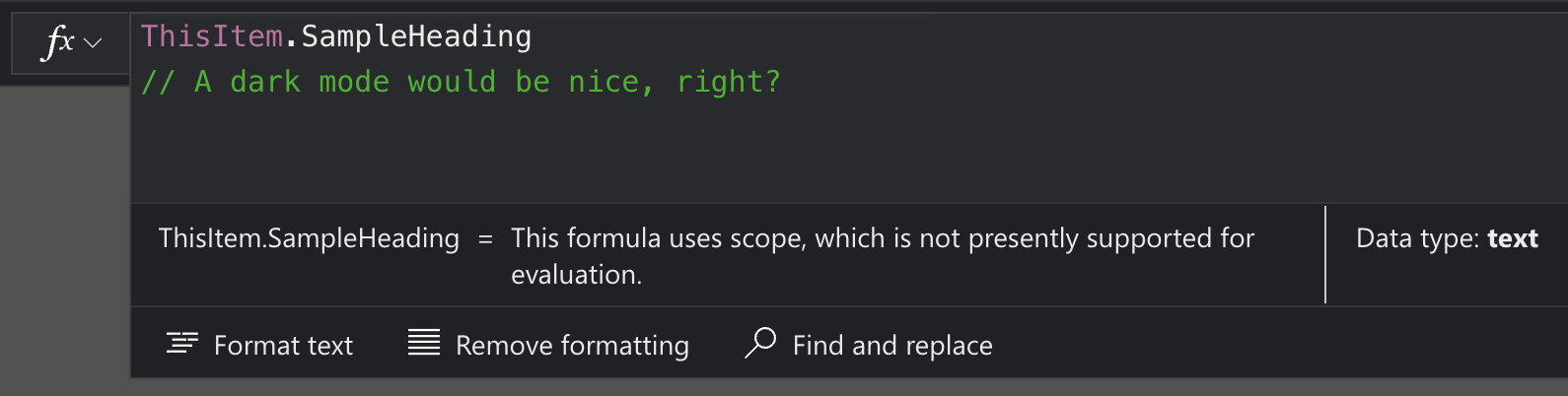 Dark mode in Power Apps Studio